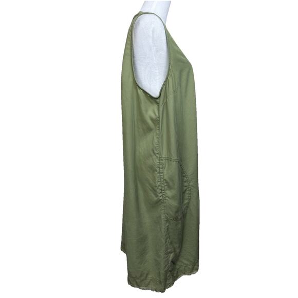 Loft Outlet Sleeveless Dress Raw Hem Pockets Sz XL Mid Length Green Casual - Picture 6 of 13
